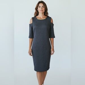 Michael-Michael Kors Textured Cold-Shoulder Sheath Dress-Black-Size Small-NWT